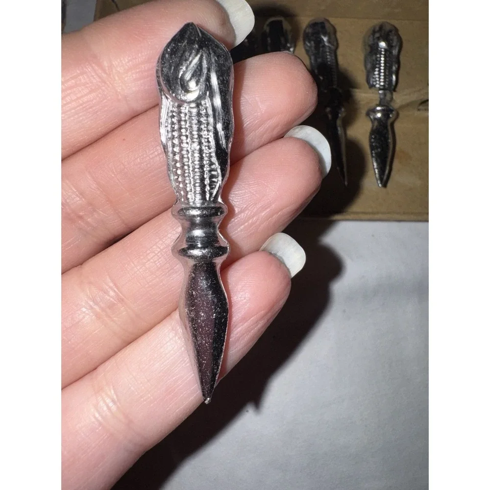Vintage Chrome Plated Corn Cob Holders Service for 3 Set of 6 Metal Retro